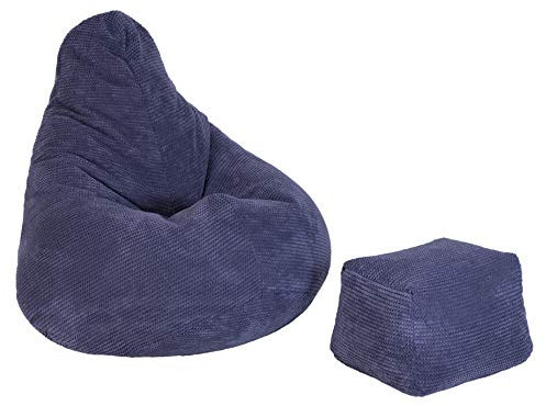 Loft 25 sitzsack Cord mit Fußhocker – Gaming sitzsack mit füllung, Komfortabler Bean Bag, sitzsack Erwachsene mit Rückenlehne,sitzsäcke,Bean Bag Chair (Lila, Sitzsack + Fußhocker)