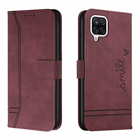 Trugox Handyhülle für Samsung Galaxy A22 4G / M32 / M22 Hülle Klappbar Klapphülle mit Kartenfach Handytasche Handy Schutzhülle Tasche Leder Wallet Flip Case Slim Book Cover - Bordeauxrot