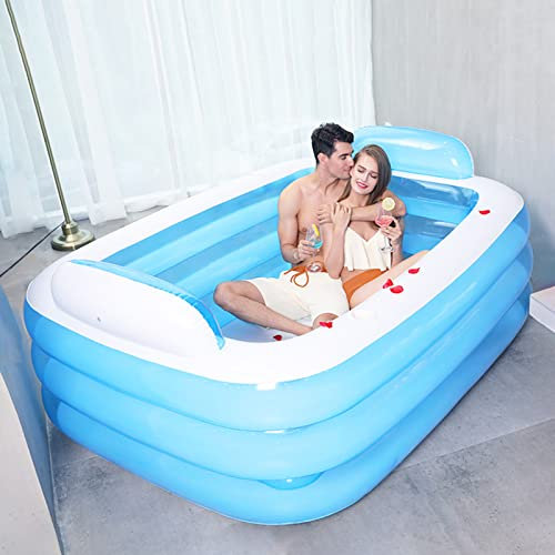NOYHHAV Piscinas Inflables Bañera Inflable Spa Bañera Engrosada Adulto Bañera de Playa Bañera Barril Bañera Doble Bañera Plegable PVC + Bomba de Pie Piscina