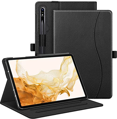 Fintie Case for Samsung Galaxy Tab S10+/ S9+/ S8+/ S7 FE/ S7+ 12.4 inch, Multi-Angle Viewing Protective Case with Pocket, Auto Sleep/Wake, Black