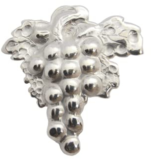Raisin - Broche De Veste en Argent 925 - Pins - Grappe - Variété de Vis - Vin - Moisson - Cave