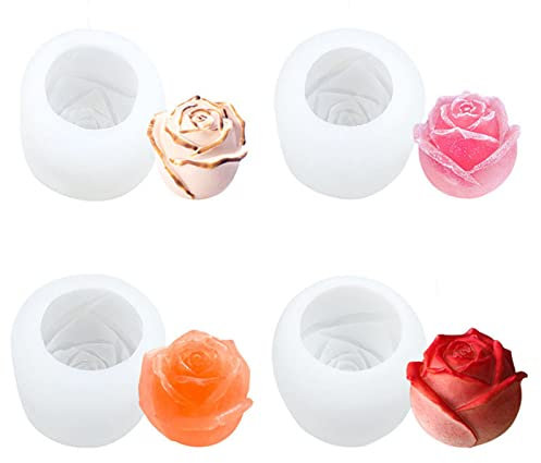TROYSINC Silikonform Kerze 3D Rosen Blumen Kerzenform Silikon,Kerzenformen zum Gieße Harz Form Rose Silikon Form für Duftkerzen, Schokolade,Eiswürfel