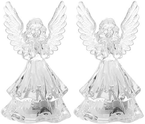 TOYANDONA 2Pcs Angel Night Light Lampe LED Funkelnde Farbwechslung Gebetesgel Lampe Batterie Betrieben Klarer Engel Figur für Weihnachten Valentines Geschenk Zufälliger Stil