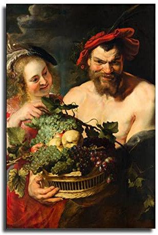 Peter Paul Rubens Nymphe und Satyr Kunstdruck auf Leinwand und Wandkunst, modernes Familien-Schlafzimmer, Deko-Poster 40 x 60 cm