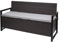Mendler Poly-Rattan 3er Sitzbank HWC-F39AM, Gartenbank Truhenbank, Staufach Aufbewahrung Sitzkissen - grau, Kissen grau