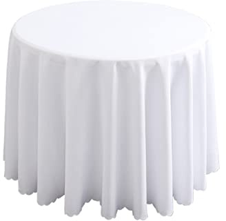 FANIVIN Polyester Tischdecke Tischtuch Tischwäsche Couchtisch Küchentischabdeckung Tafeltuch Rund Einfacher Stil Weiß Durchmesser 200CM