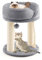 COSTWAY Kratzbaum Klein 4 in 1, Katzenbaum mit weicher Sitzfläche & Basis & Fellknäuel und Sisalseil, Katzenkratzbaum Holz, Katzen Katzenmöbel Kletterbaum, Aktivitätsbaum Spielbaum (Grau)