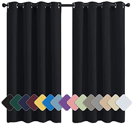 MENGH Lange Gardinen Thermovorhang lichtdicht Blickdicht Geräuschreduzierung leichte weiche, für Schlafzimmer Kinderzimmer Wohnzimmer Schwarz 1 Stück, 180x100cm(HxB)