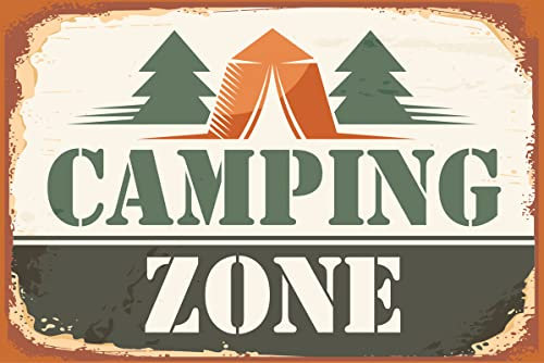 mrdeco Metall Schild 20x30cm gewölbt Camping Camping Zone Outdoor Deko Schild