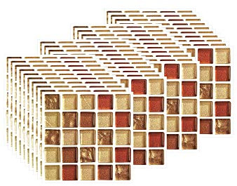 FBBULES 40PCS Mosaik Fliesenaufkleber für Küche und Bad, PVC Fliesensticker Mosaikfliesen Selbstklebend Fliesen Aufkleber Fliesenfolie wasserdichte Klebefolie (10 x 10 cm / 4 x 4 Zoll)