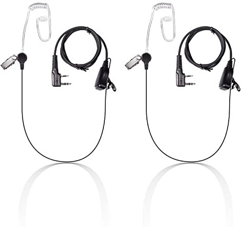 JUCJET Walkie Talkie Covert Acoustic Tube Security Bodyguard Earpiece Headset PTT Mic Compatible with BF-88E BF-888S UV-5R UV-5RE 2-Way Radio (2 Pieces)