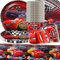Cars vajilla de fiesta decoracion, 61 pcs Vajilla Cars, Platos, Servilleta Papel, Taza, Manteles, Decoración de cumpleaños Cars, Decoraciones de fiesta de cumpleaños para