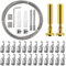 YIXISI 5m Wandhalterung Set, mit 24 Stück Metall Clips Haken, Edelstahl Vorhangdraht, Gardine Stahlseil, für Foto-Draht, Wäscheleine, Draht, Fenster, Vorhang, Spanndraht (Gold)