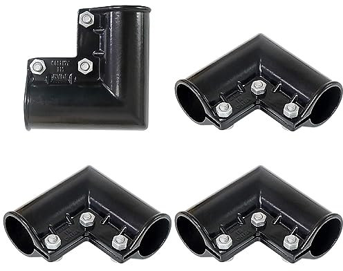 Aiwaiufu 4 Packungen schwarze Kettenglied-Zauntor-Ecken, Aluminium, 3,5 x 4,5 cm, Außendurchmesser, gepresster Torbogen mit 90-Grad-Winkel-Design
