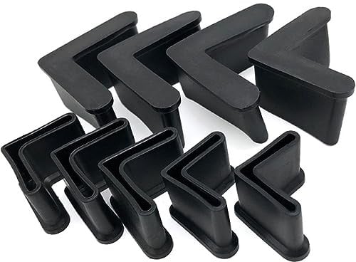 16 Pcs 2 x 2 (50mm x 50mm) L Shaped Rubber Angle Iron Caps, Furniture Angle Iron Foot Pads Furniture Rubber Leg Covers, Black