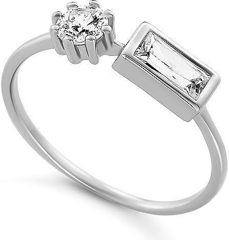 Orphelia 925 Silver Ring with Round and Baguette Zirconium Size 50