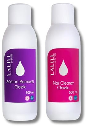 LALILL Set Nagel Cleaner 500 ml + Aceton Nagellackentferner 500 ml - Nagelentfetter - Entfetter Remover für Polish, Gele, Hybride - Nail Cleaner Gelnägel