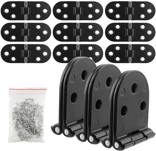 CHEUKYIU 12 Stück Flip Scharnier Edelstahl, 180 Grad Flip Scharnier Klappbar, Flip Top Scharnier Schwarz mit 72 Selbstkippschrauben für Klapptisch, Schrank, Garderobe, Holzkiste, Türen