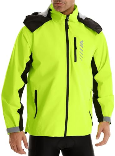 Lo.gas Herren Regenjacke wasserdicht mit Kapuze ,Regenmantel für Radfahren Regenmantel für Radfahren Laufen Windbreaker Allwetter Grün,M