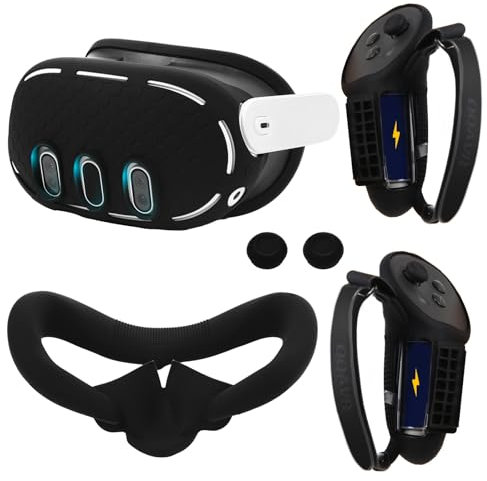 OOAVR VR Headset Protective Accessory Set for Meta Quest 3 Accessories,VR Controller Grips Cover,VR Shell Cover,VR Silicone Face Pad,VR Thumbstick Covers