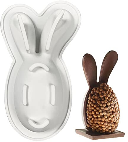 Samuliy Moule en Silicone pour œufs de Pâques – Moule à gâteau en Forme de Lapin de Pâques – Moule à Chocolat en Silicone réutilisable et Anti-adhésif