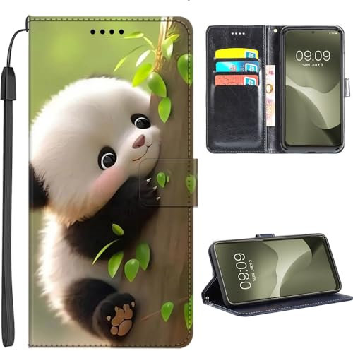 U.DARELIKE Hülle kompatibel mit Oppo A53s PU Leder Handyhülle Tasche Flip Cover Klapphülle Magnetverschluss Schutzhülle für Oppo A53s Panda