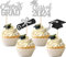 24 Stück Class of 2024 Tortendeko Abschluss Cupcake Toppers Glitzer Diplom Grad Cap Kuchen Deko Absolvent Kuchen Dekoration for 2024 Schule Abschluss Thema Party Torten Dekorationen Schwarz Silber