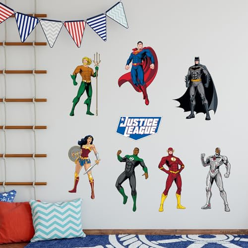 Justice League Wall Sticker - Characters Set Wall Decal DC Superhero Art (60cm Width x 30cm Height)