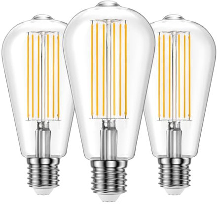 Ankey LED Edison Bulb, E27 Vintage Light Bulb,10W 4000K ST64 LED Bulbs, Led Filament Bulbs, 220V Antique Style Retro Clear Glass Screw Lamp-3 Packs (Non Dimmable)