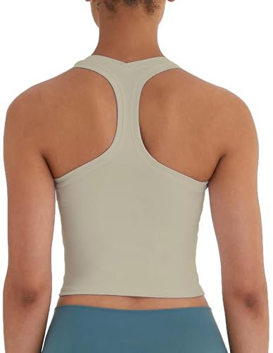 Top da donna corto Racerback Canotta Running Workout Top Active Yoga Top, verde lime, 40
