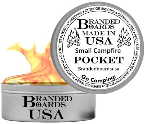 Branded Boards, tragbares Mini-Lagerfeuer in Einer Dose, wiederverwendbar und bis zu 2 Stunden Brenndauer, Picknick-Partys, S'Mores-Geschenke, Bushcraft, Camping