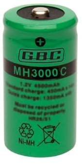 Batteria ricaricabile Ni-MH mezza torcia C 3000mAh GBC, MH3000C