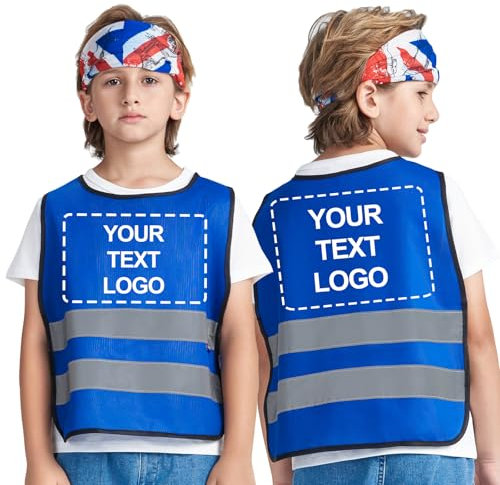 AYKRM Kinder Warnweste - Reflektoren Sicherheitsweste für Kinder von 6-9 Jahre in Blau