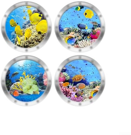 4 adhesivos 3D para pared, diseño de ojo de buey para baño, diseño de ojo de buey (5)