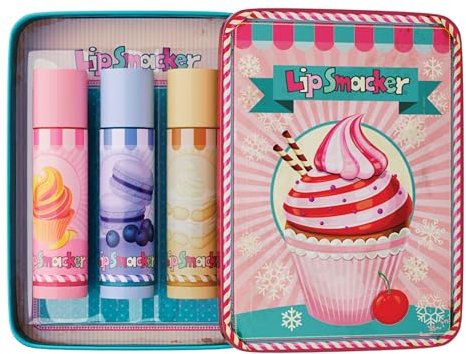 Lip Smacker Lip Balm Tin Trio, Set de Regalo de 3 Bálsamos Labiales para Niños, Edición Especial O&B, Hidratantes y Fáciles de Aplicar, con Aceite de Semillas de Ricino, O&B