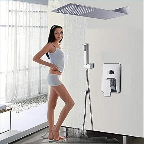 Kit Miscelatore Doccia di Lusso per Vasca da Bagno, soffione Doccia a Cascata a Parete, Rubinetto Doccia Cromato con doccetta