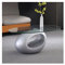 Couchtisch Kaffeetisch Ovaler Couchtisch, Wohnzimmertisch mit Ablagefach, 33 Zoll moderner Couchtisch aus gehärtetem Glas, Sofa-Mitteltisch, einfache Montage Sofatisch für Wohnzimmer(Silver)