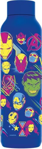 QUOKKA SOLID X MARVEL | BOTELLA TÉRMICA DE ACERO INOXIDABLE DOBLE PARED | AVENGERS NEON