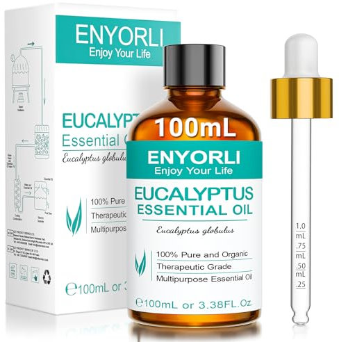 ENYORLI Eucalyptus Essential Oil 100ML Premium Grade Eucalyptus Oil 100% Pure Natural Aromatic Bliss with Glass Dropper for Diffuser Skin Candle Soap Making Aromatherapy