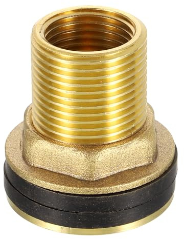 sourcing map Raccordo da paratia in ottone con rondella, G3/4 maschio x G1/2 filettatura femmina connettore serbatoio acqua in ottone, adattatore filettato in ottone per vari tubi, rubinetti, tubi