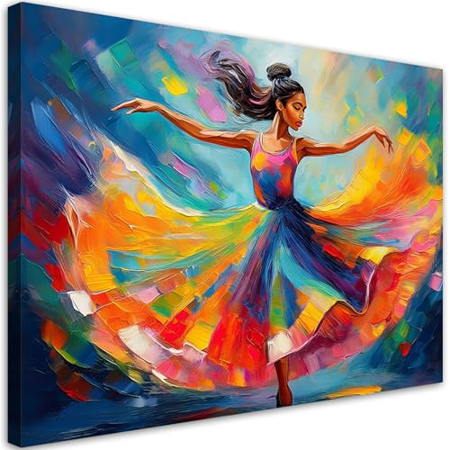 Feeby Leinwandbilder - Deko Bilder - Bunte Ballerina Tänzerin - Canvas 30x20 cm 1tlg- Wandbilder Schlafzimmer - Aesthetic Room Decor - Modern Wanddeko - Bild auf Leinwand - Fertig Gespannd