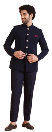 KISAH Ensemble pantalon Jodhpuri Bandhgala noir uni pour homme, Noir , 54