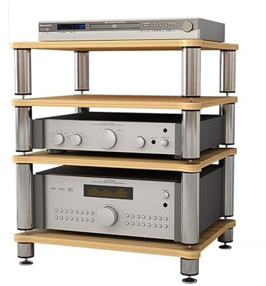 JYHHGDS Meuble Audio HiFi à 4 Niveaux, Support Noir pour Consoles de Jeu et appareils de Streaming, Petit Support de Bureau avec Pieds amortisseurs (Couleur : B)