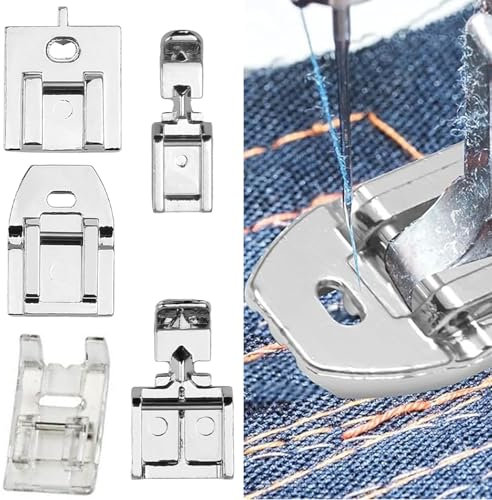 Lot de 5 pieds pour fermeture éclair pour machine à coudre, pieds presseur invisibles, compatibles avec Brother, Janome, Toyota Singer et autres machines à coudre à tige basse