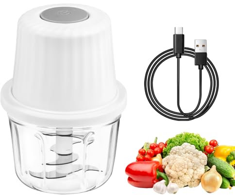 Carehabi Mini hachoir électrique, 400 ml, hachoir à légumes, recharge USB, hachoir portable pour viande, oignons, ail
