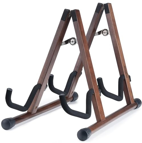Musbeat Doppel-Gitarrenständer, A-Form für 2 Gitarren (Akustik/E-Bass/Banjo) mit Schaumpolster – starker Bodenständer für Studio & Zuhause