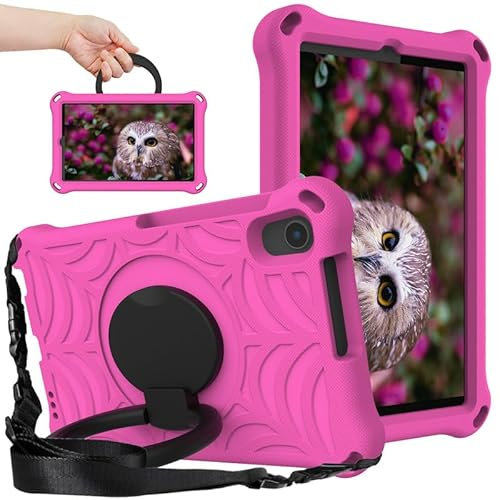Custodia per tablet Huawei MediaPad M5 Lite da 8 pollici, protezione completa, antiurto, leggera, grande, girevole a 360°, con tracolla, rosa