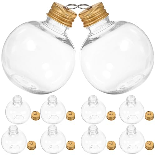 Angoily Weihnachts-Schnapskugeln 10 Stück Durchsichtige Befüllbare Ornamente Wasserflaschen-Glühbirnenform Durchsichtige Weihnachtskugeln Aus Kunststoff Für Weihnachtsfeier-Dekorationen