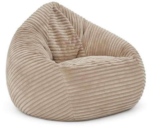 Cordino Drop sittsäck av bred cord – golvsittsäck med EPS-fyllning – bekväm loungefåtölj för vuxna och barn – 3 storlekar – snygg manchestersittsäck med dragkedja (latta macchiato, XXL)