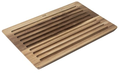 Kuhn Rikon Culinary Forged Acacia Bread Cutting Board – Wooden Crumb-Catcher Board with Non-Slip Feet – Durable, Easy-Lift Design for Clean and Safe Bread Slicing, Brown